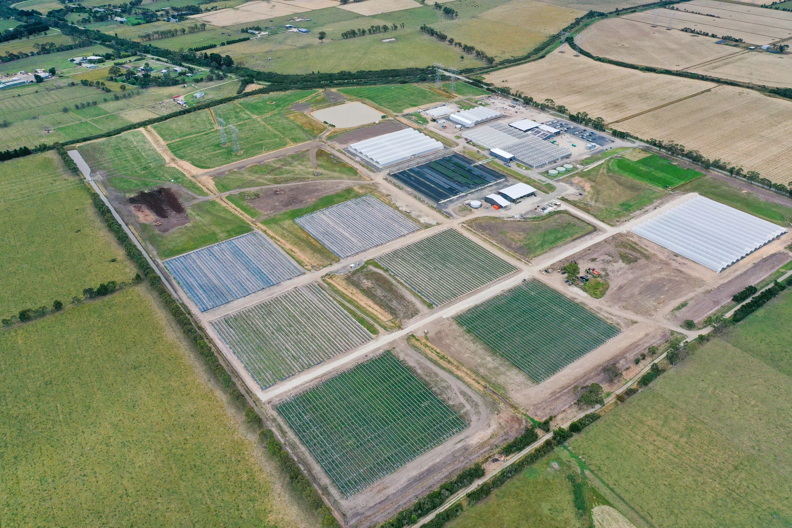 Farm development aerial overview