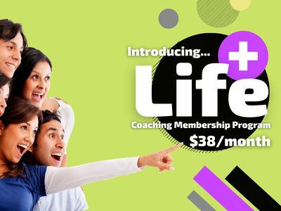 People pointing to a graphic that says Life plus and contains the price for subscription coaching.