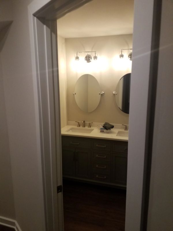 Bathroom remodel in a basement finishing job 