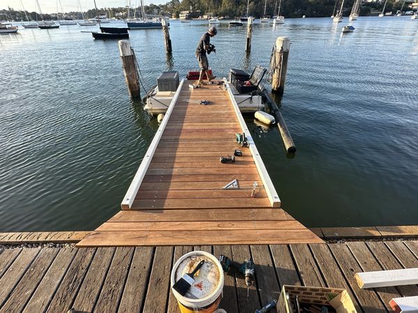 New timber ramp. Waterfront property Woolwich. Carpentry 