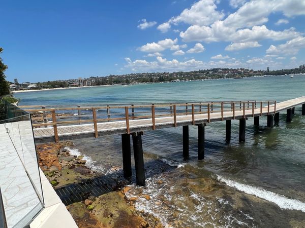 Rose bay. Jetty. Jetty handrails. Timber marine piles. Marine contractor Sydney harbour.