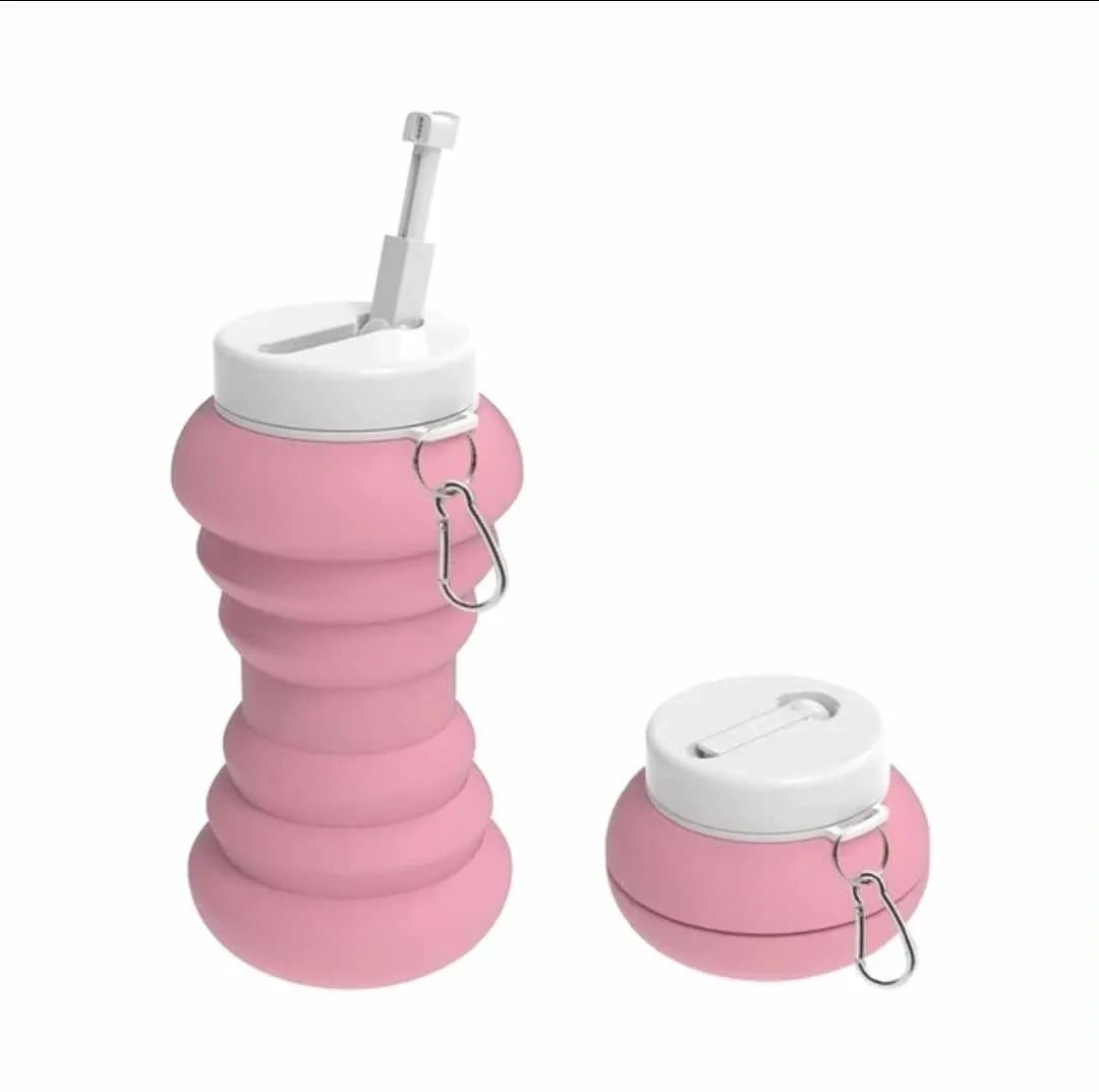 Pink portable collapsible bottle  telescopic 600ml