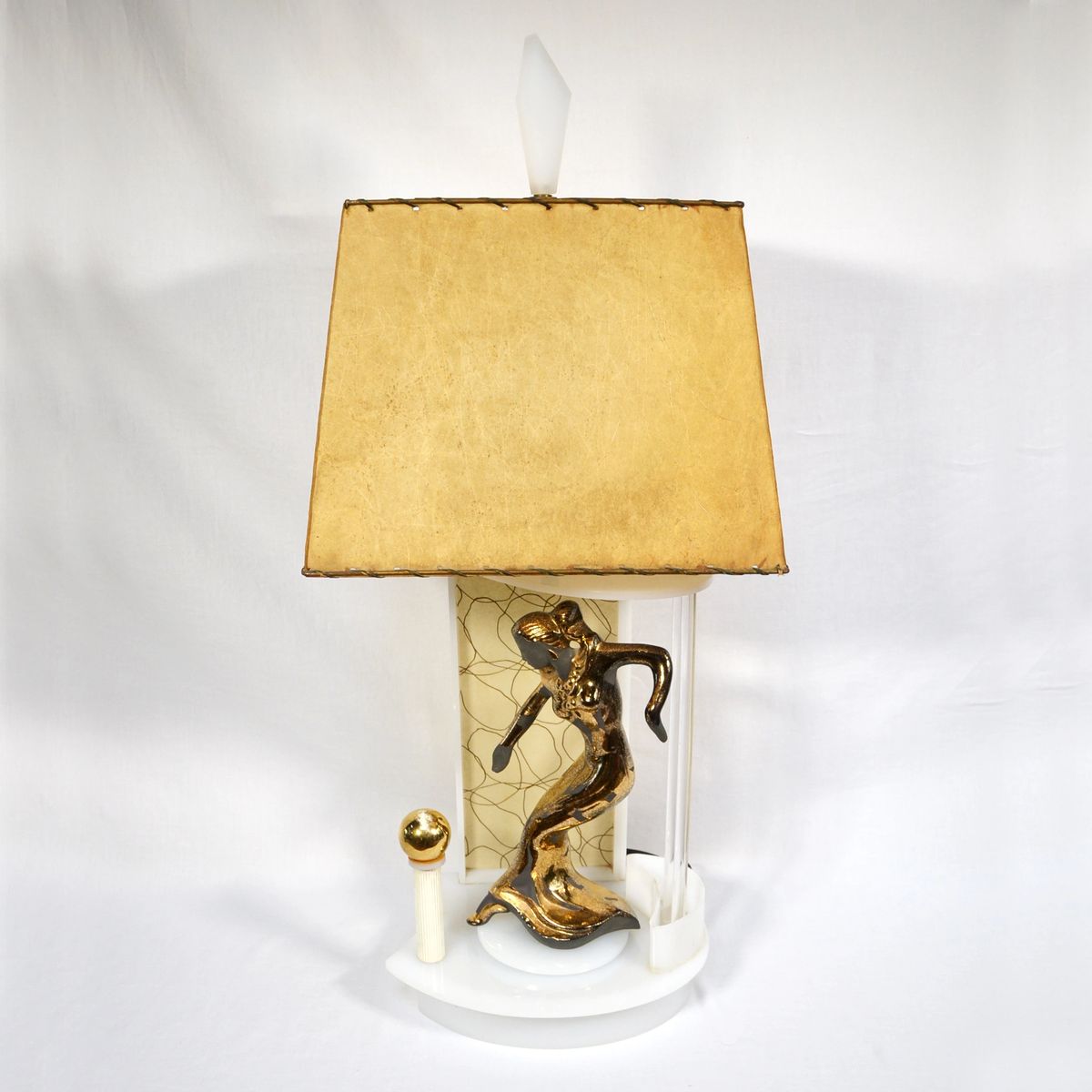 1950s Moss Lighting Company White Acrylic Lamp With Spinning Flamenco  Dancer Figure