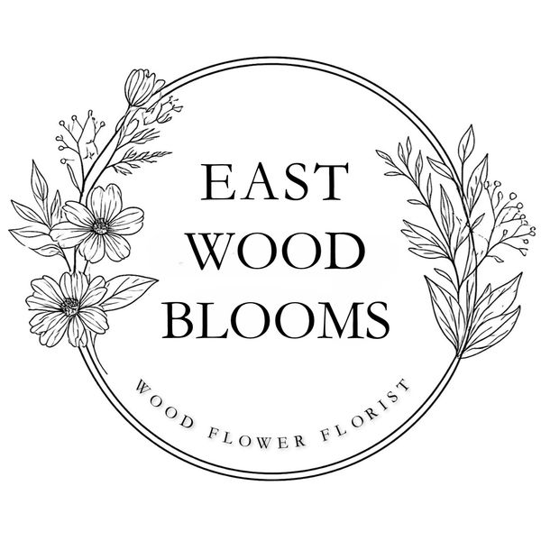 east wood blooms logo - wood flower florist - white flowers