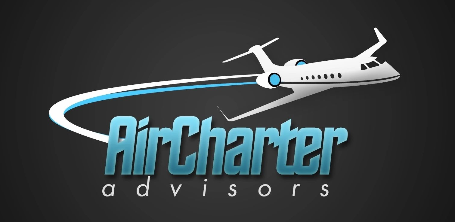 Logo of AirCharter Advisors with airplane and swoosh design.