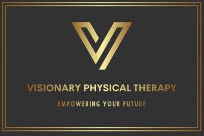 Visionary Physical Therapy logo with gold “V” and tagline, representing expert rehab in Fairfield,CT