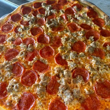 Our sausage and pepperoni pizza. Delicious. 