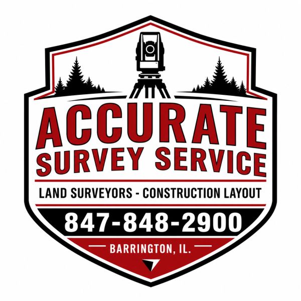 Logo for Accurate Survey Service with contact and location.