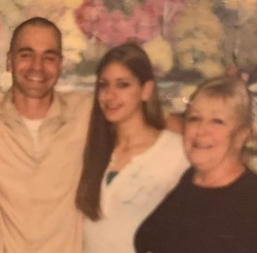 Chris with sister and Grandmother
