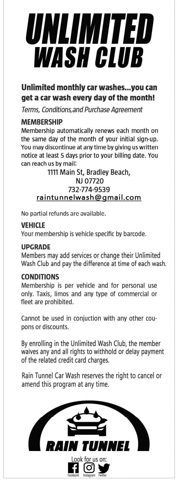 Unlimited Wash Club RAIN TUNNEL CAR WASH