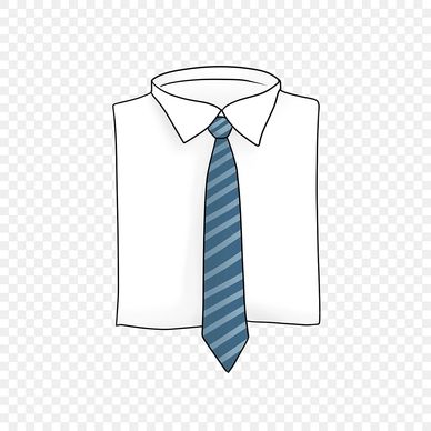 White shirt with blue striped tie illustration.