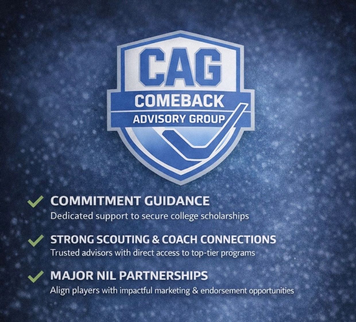 CAG Comeback Advisory Group offers college scholarship guidance and strong NIL partnerships.