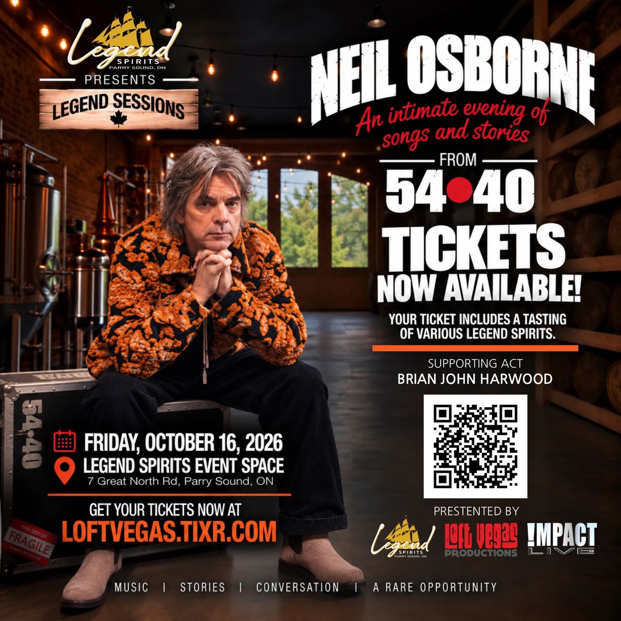 Neil Osborne concert poster with event details and ticket info.