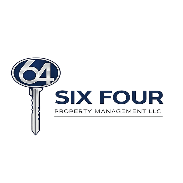 Logo of Six Four Property Management LLC featuring a key with '64'.