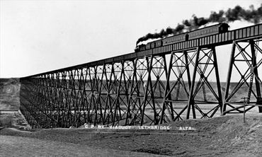 Lethbridge trestle bridge crossing the Oldman River