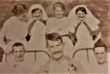 Stanley, bottom right, while convalescing in a military hospital in England, 1917