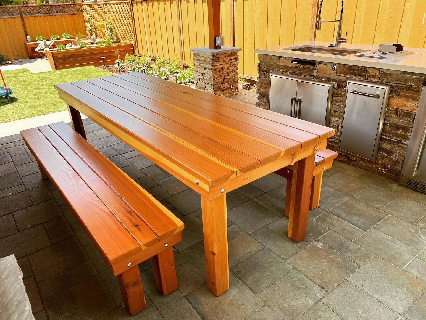 8ft Dining Table With Natural Stain & Sealer