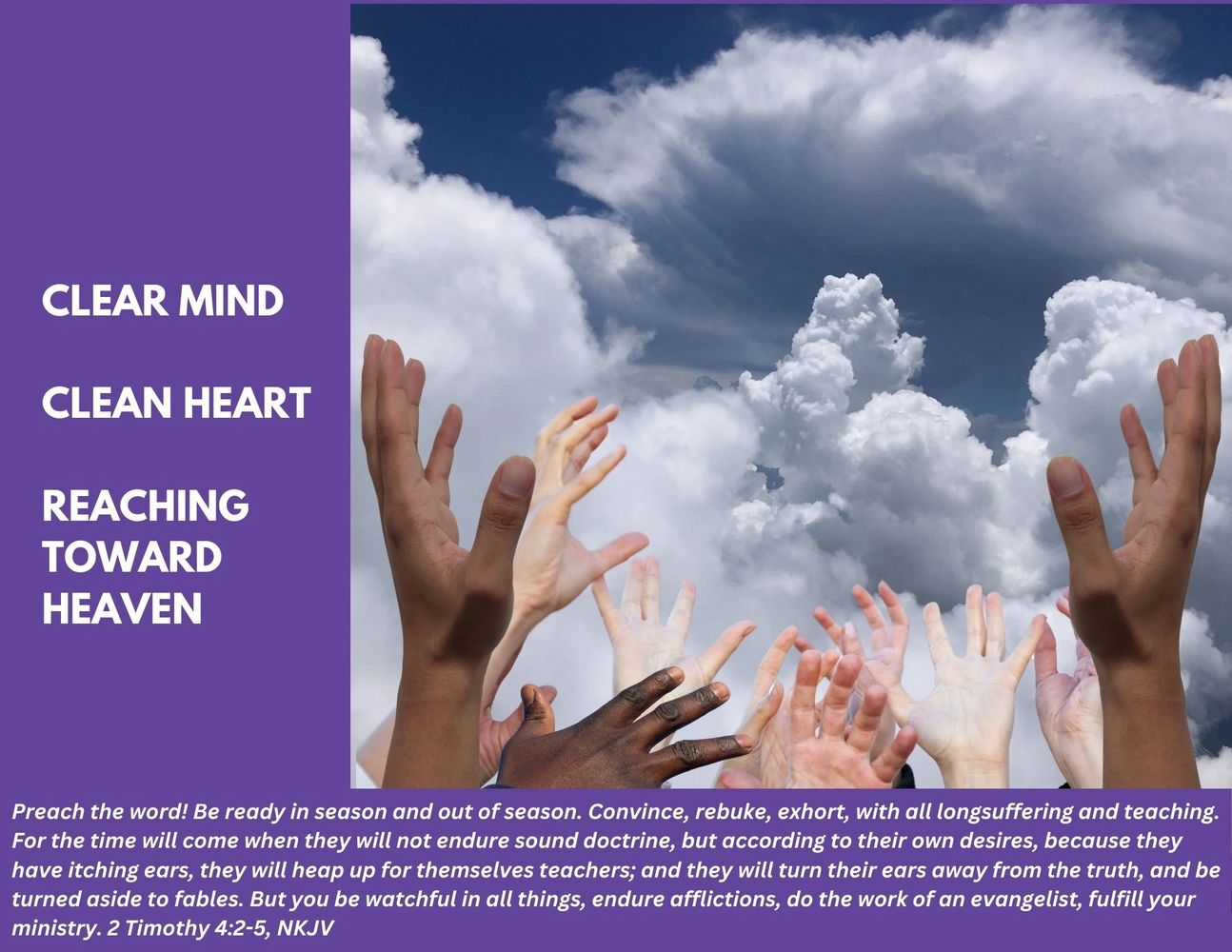 Hands reaching to the blue sky