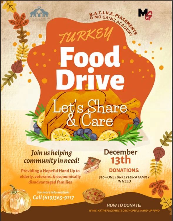 TURKEY FOOD DRIVE "LET'S SHARE & CARE"