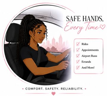 Woman driving with safe hands message.