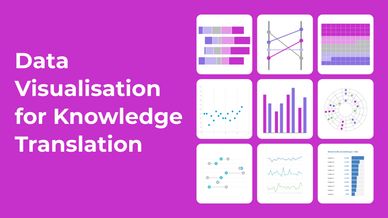 Image of a slide that says "data visualisation for knowledge translation" with 9 mini charts