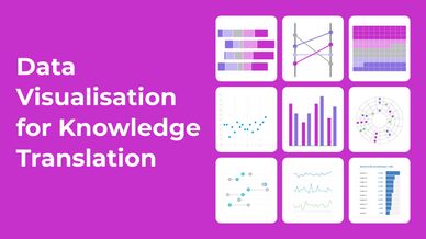 Image of a slide that says "data visualisation for knowledge translation" with 9 mini charts