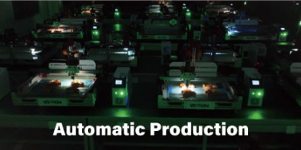 Robotic arms in automatic production line.