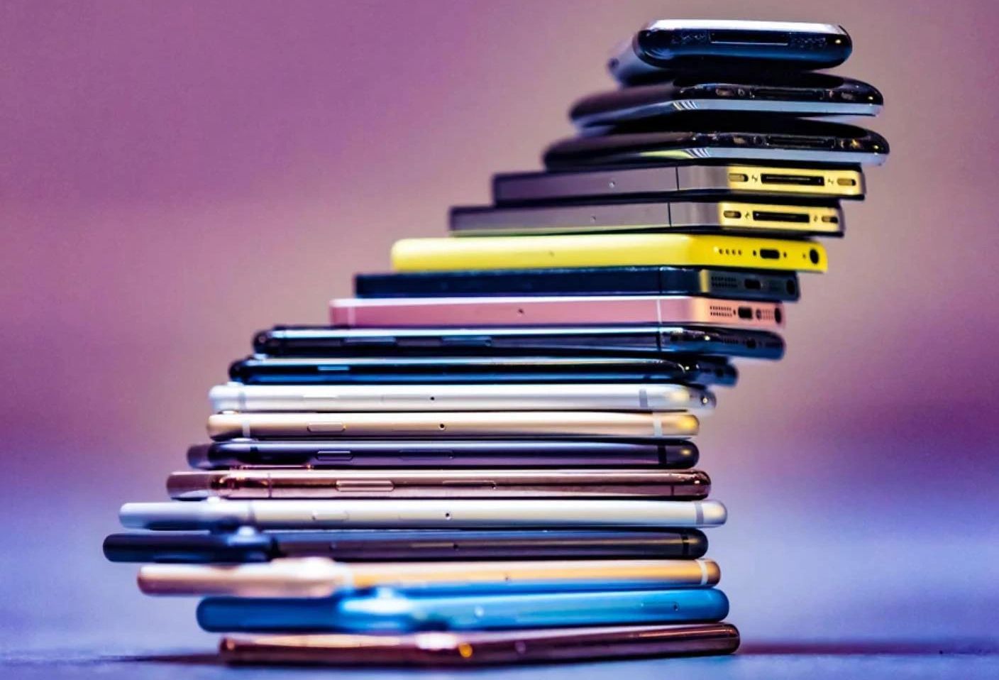 Stack of iPhones.