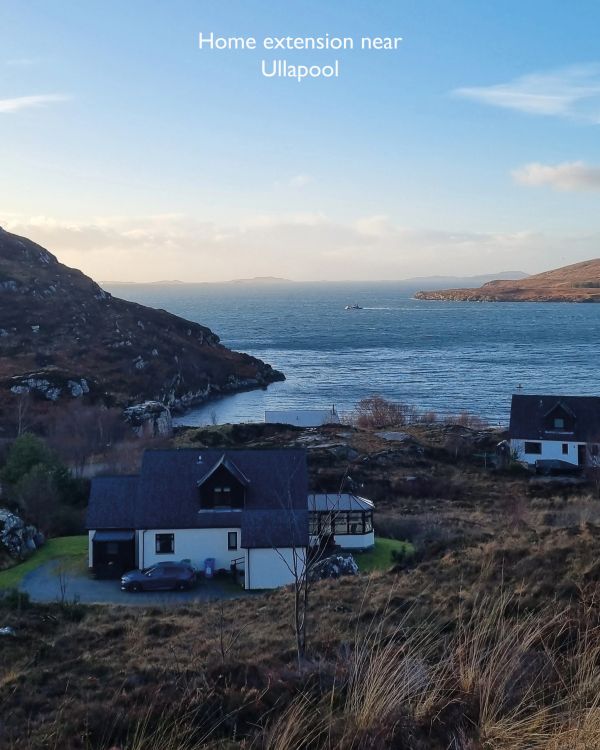 Home extension near Ullapool with scenic water views.