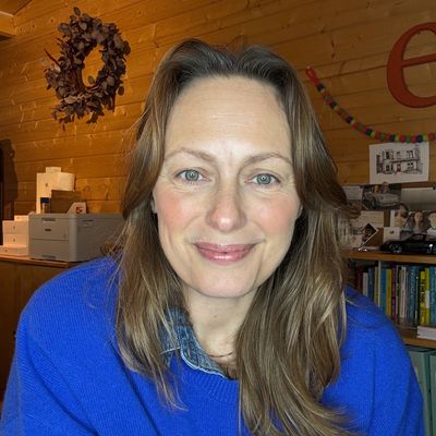 Elle in her office in the garden.