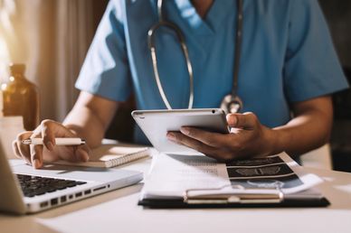 medical provider at computer
