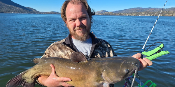 Kevin Williamson with a trophy catfish at Clear Lake 