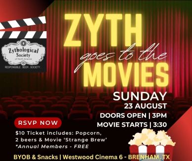 Zythology Society movie event announcement.
