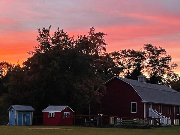 Pawtuxet Farm Barn at sunset