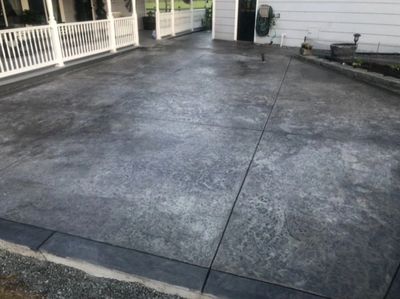 Newly poured concrete patio.