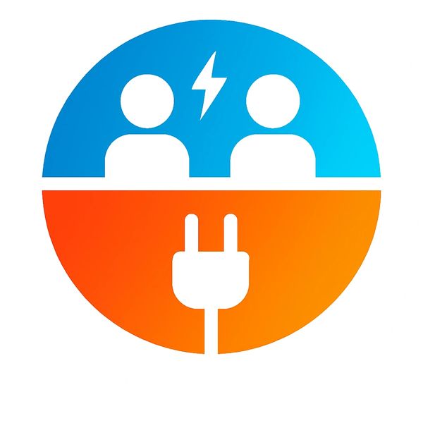 Project Connect logo two minds connecting with an electric spark.