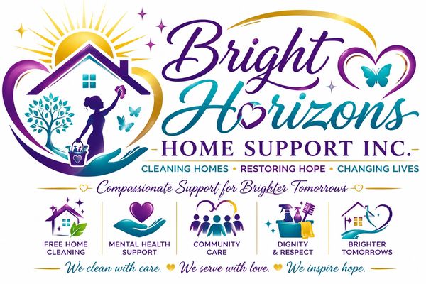 Bright Horizons Home Support Inc. logo with care and support icons.