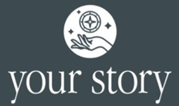 Logo with a hand and text 'your story'