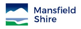 Logo of Mansfield Shire with landscape design.