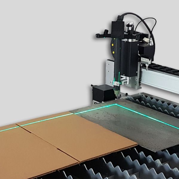 Precision laser guide for plasma cutting, capable of up to 4ft laser length.