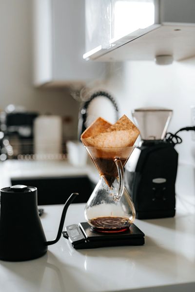 Coffee being brewed on a counter