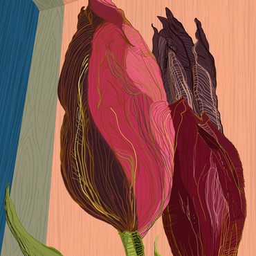 whimsical tulip still life 1 of 3 of triptych