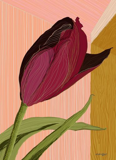 whimsical tulip still life 3 of 3 of triptych