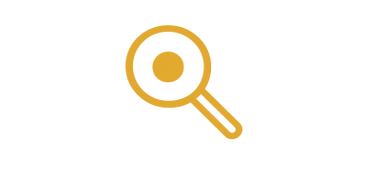Simple orange magnifying glass icon on a transparent background.