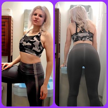 bonde masseuse in yoga pants