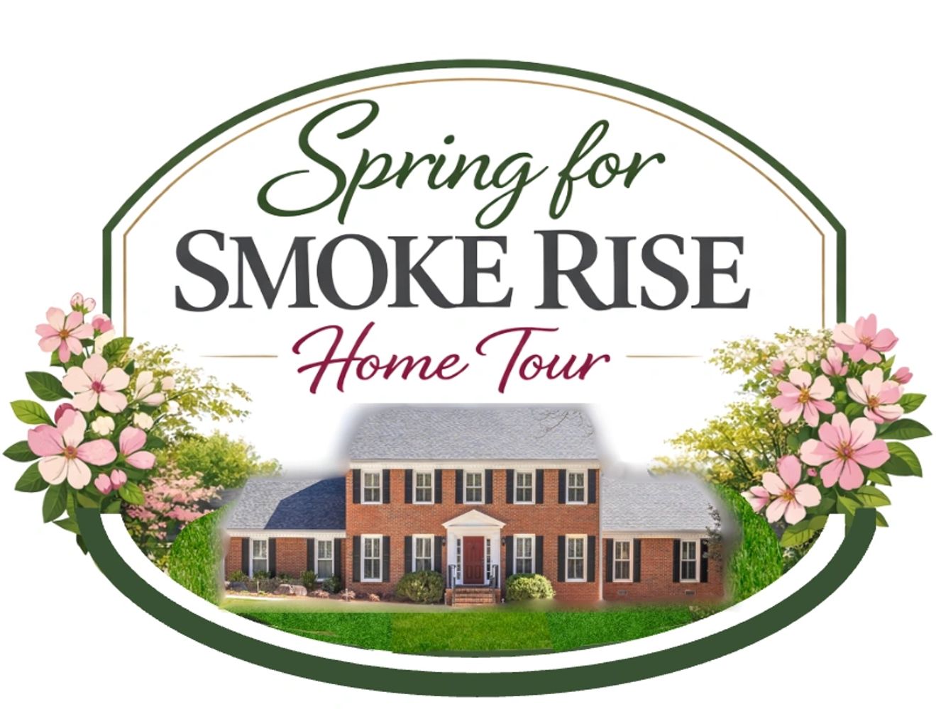 Spring for Smoke Rise Home Tour with a classic brick house and floral accents.