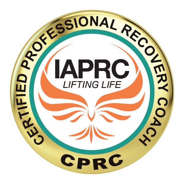 Logo for Certified Professional Recovery Coach with IAPRC and CPRC text.