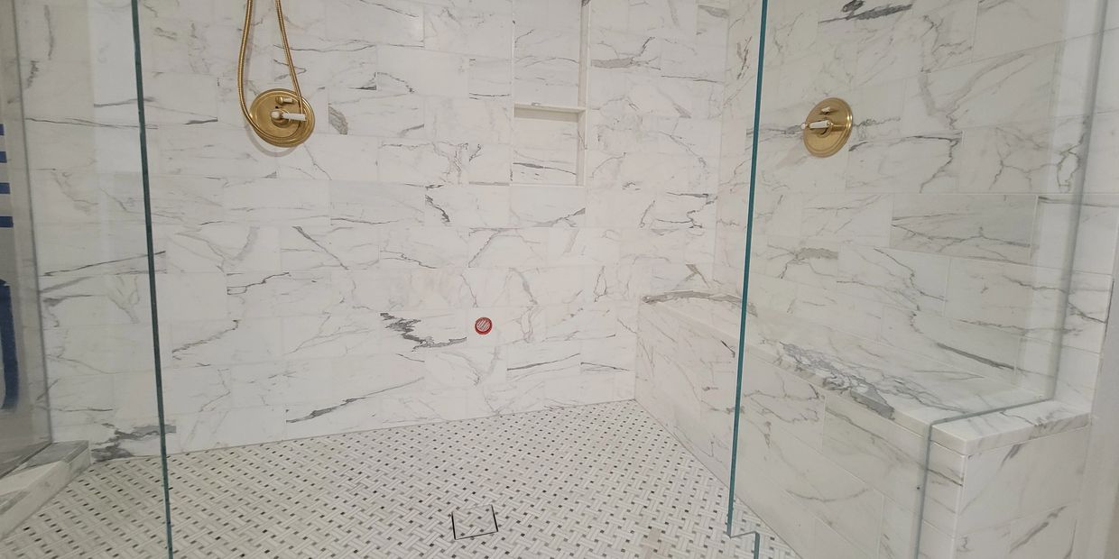 Calacatta marble steam shower