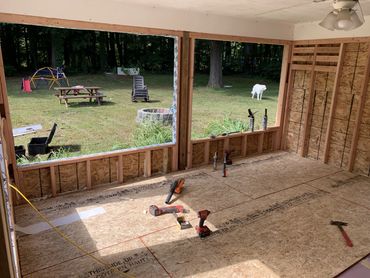 Sunroom home Addition
3 season room
Framing new construction windows