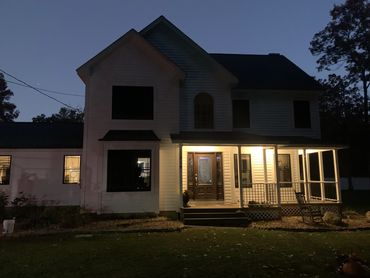 night picture of finished siding 
